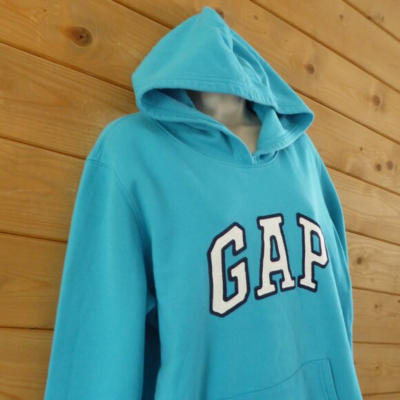 GAP LOGO Hoodie Sweatshirt Light Pastel Blue Cotton Blend Size XL - Picture 5 of 9